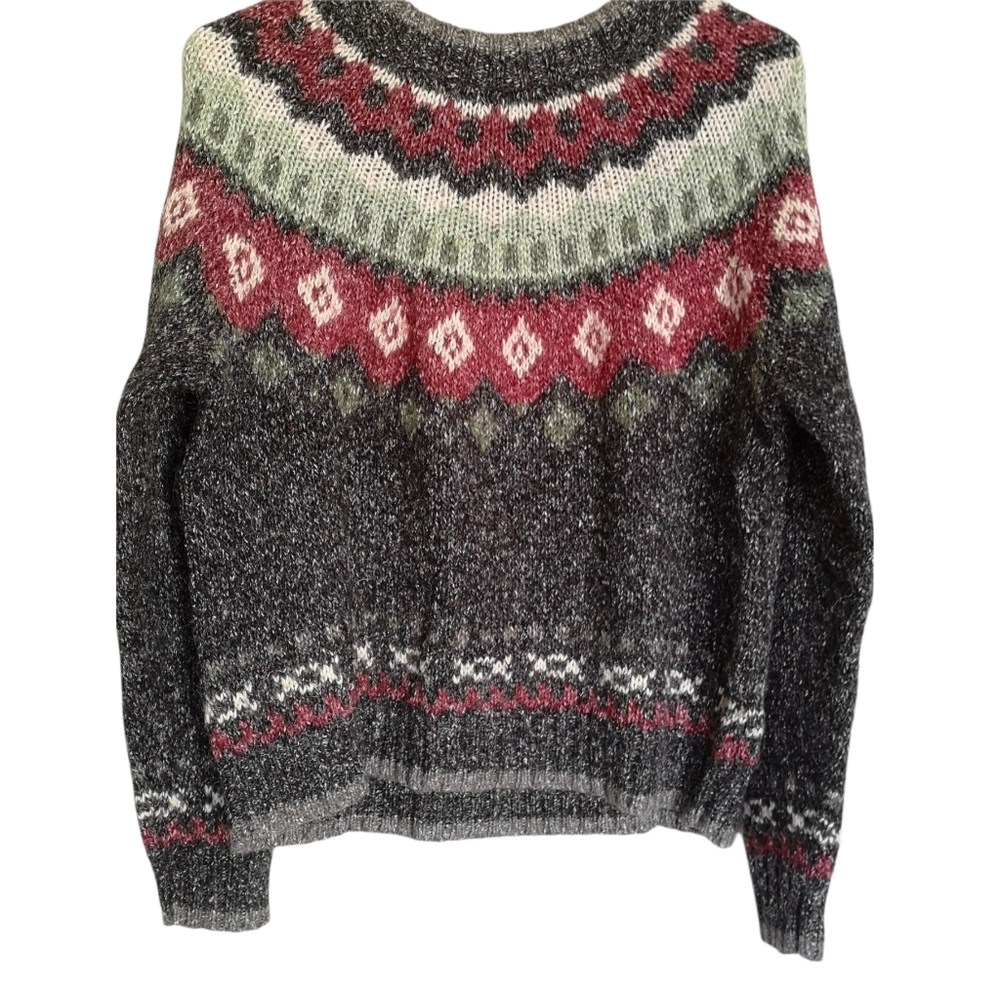 Vintage Fair Isle Wool Blend Crew Knit Sweater Alison H Collection Women…